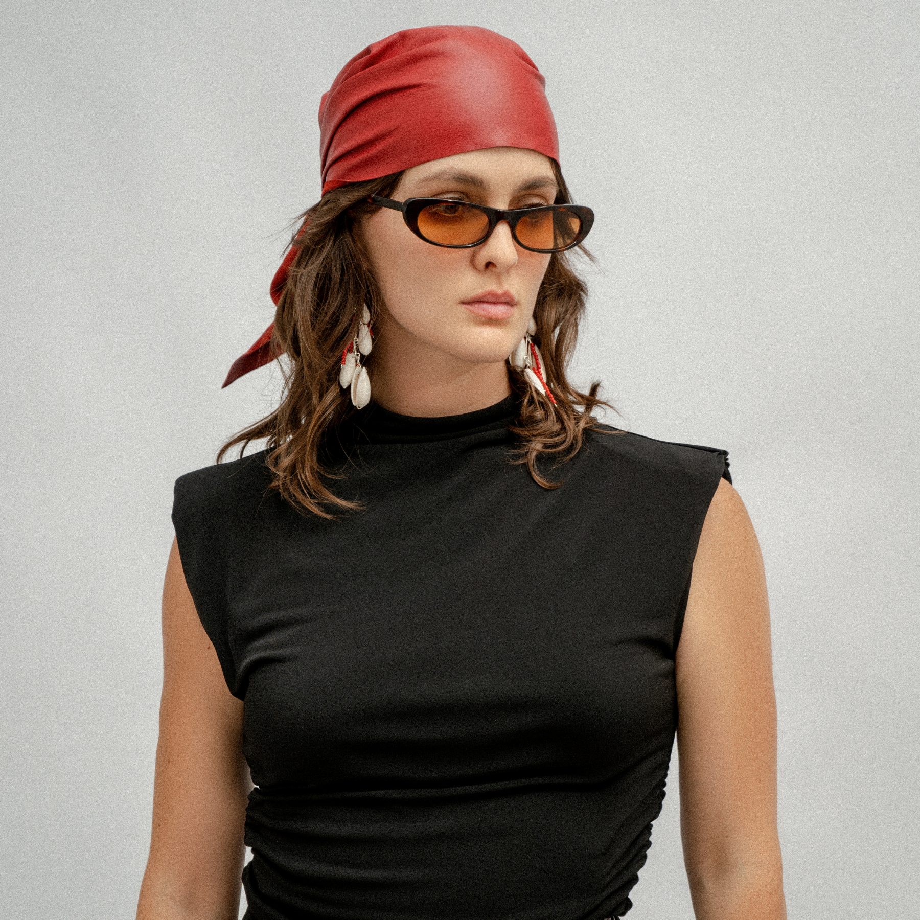 Marea Leather Scarf Red (006)