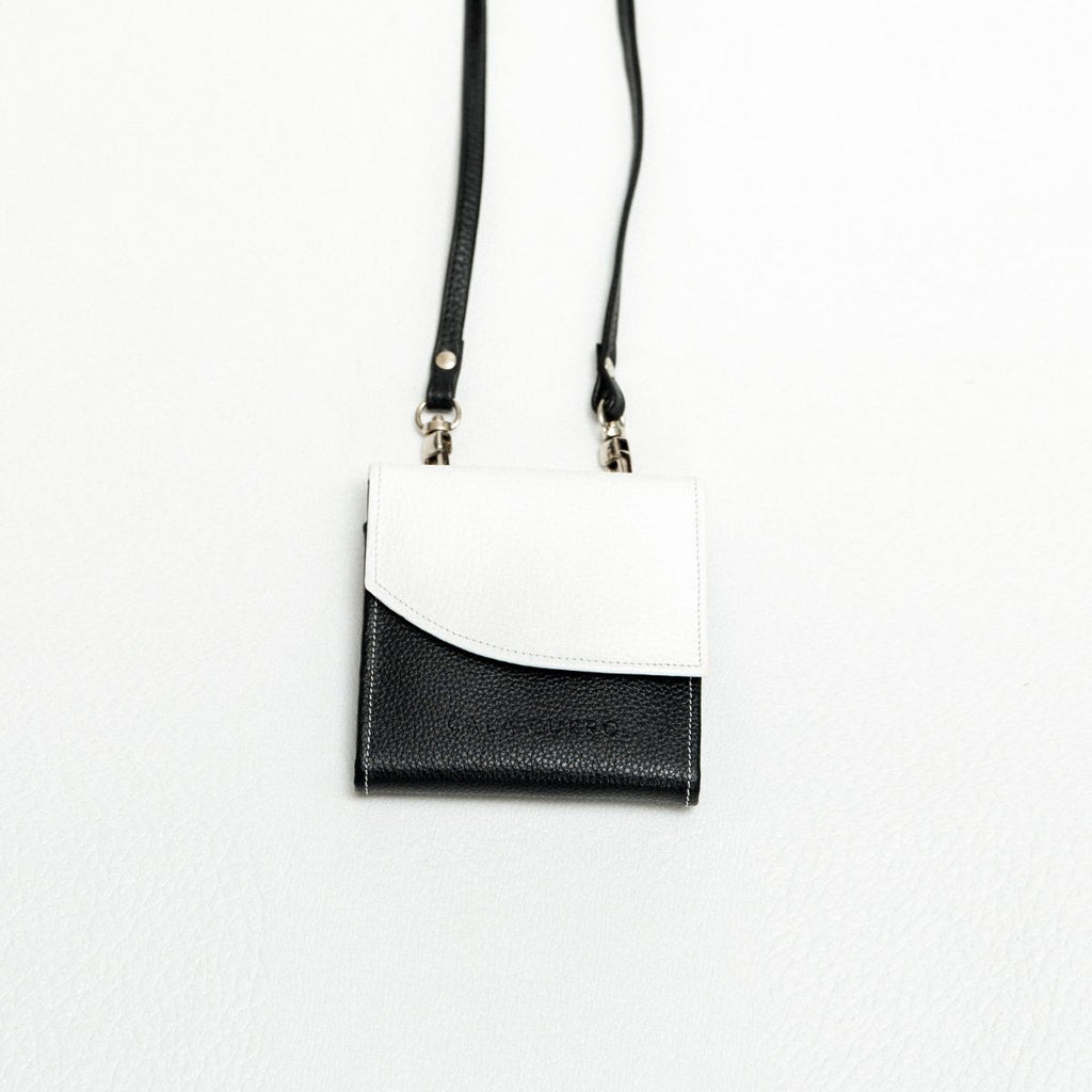 Ona Neck Card Holder Black &amp; White (005)